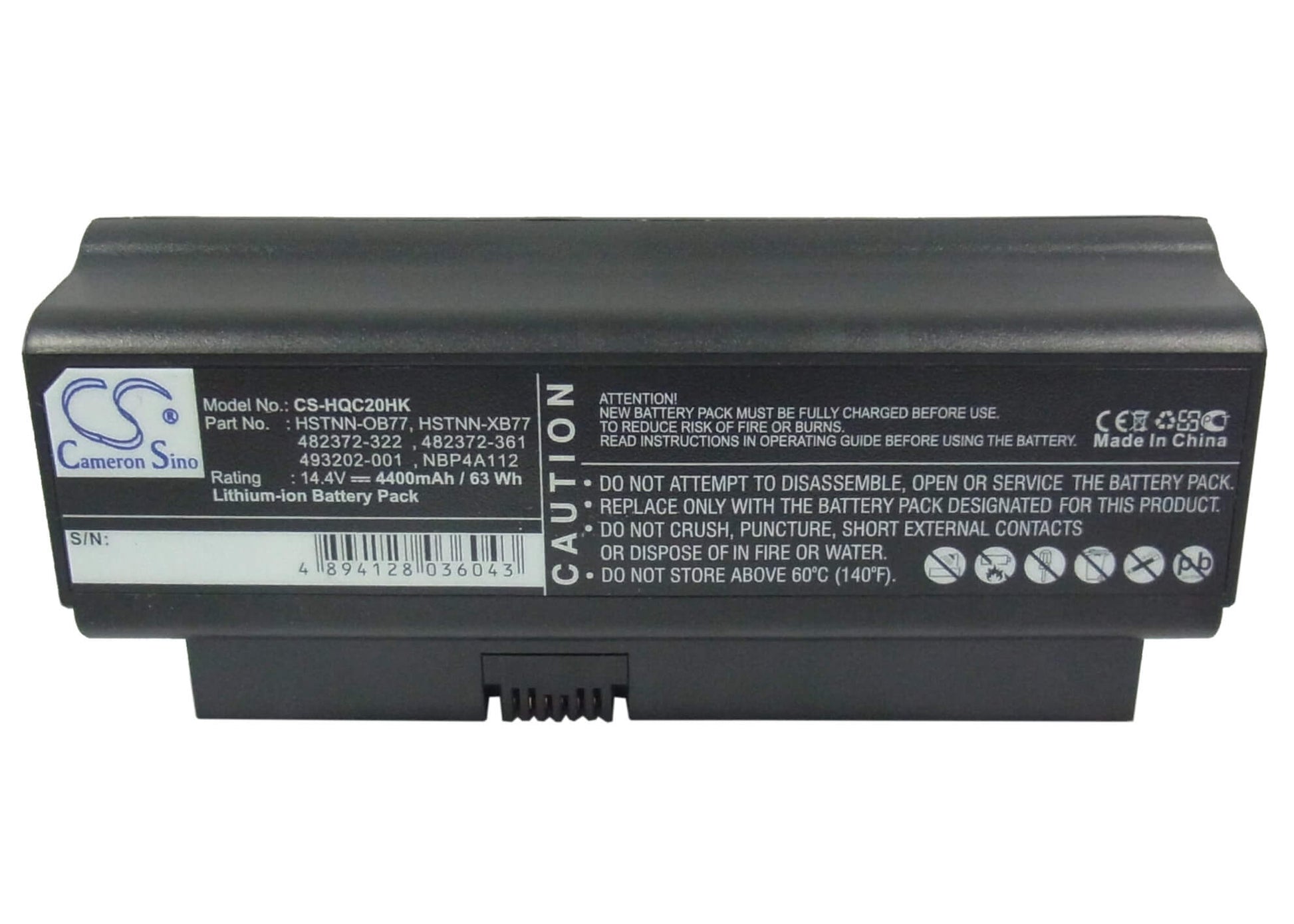 14.4V, 4400mAh, Li-ion Battery fits Hp, Business Notebook 2230s, Presario Cq20, 63.36Wh