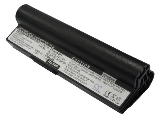 Black, 7.4V, 6600mAh, Li-ion Battery fits Asus, Eee Pc 2g Linux, Eee Pc 2g Surf(256 Ram), 48.84Wh