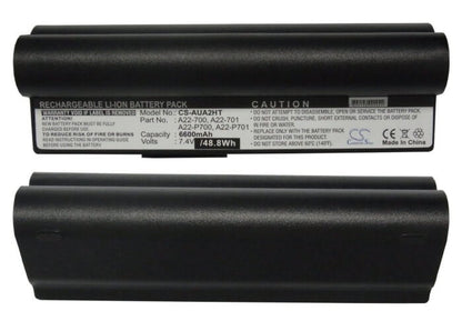 Black, 7.4V, 6600mAh, Li-ion Battery fits Asus, Eee Pc 2g Linux, Eee Pc 2g Surf(256 Ram), 48.84Wh