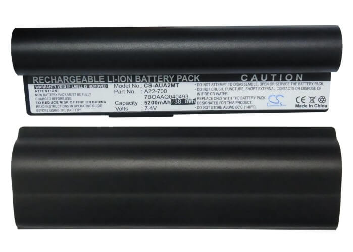 Black, 7.4V, 5200mAh, Li-ion Battery fits Asus, Eee Pc 2g Linux, Eee Pc 2g Surf(256 Ram), 38.48Wh