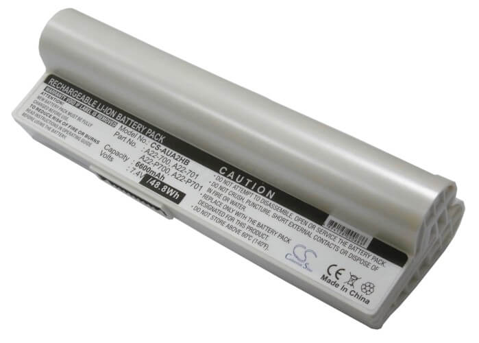White, 7.4V, 6600mAh, Li-ion Battery fits Asus, Eee Pc 2g Linux, Eee Pc 2g Surf(256 Ram), 48.84Wh