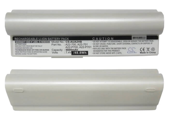 White, 7.4V, 6600mAh, Li-ion Battery fits Asus, Eee Pc 2g Linux, Eee Pc 2g Surf(256 Ram), 48.84Wh