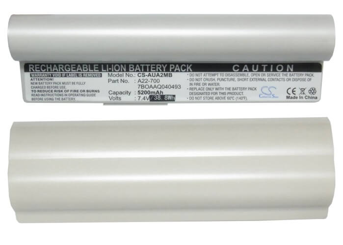 White, 7.4V, 5200mAh, Li-ion Battery fits Asus, Eee Pc 2g Linux, Eee Pc 2g Surf(256 Ram), 38.48Wh