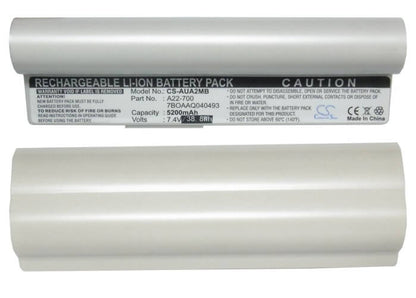 White, 7.4V, 5200mAh, Li-ion Battery fits Asus, Eee Pc 2g Linux, Eee Pc 2g Surf(256 Ram), 38.48Wh