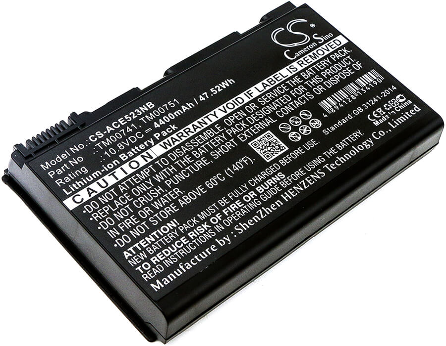10.8V, 4400mAh, Li-ion Battery fits Acer, Extensa 5120, Extensa 5210, 47.52Wh