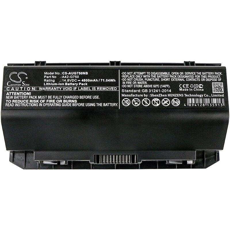 14.8V, 4800mAh, Li-ion Battery fits Asus, G750, G750j, 71.04Wh