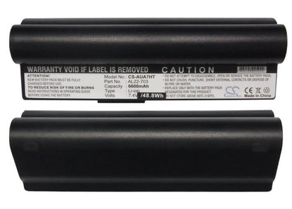 Black, 7.4V, 6600mAh, Li-ion Battery fits Asus, Eee Pc 701sd, Eee Pc 701sdx, 48.84Wh