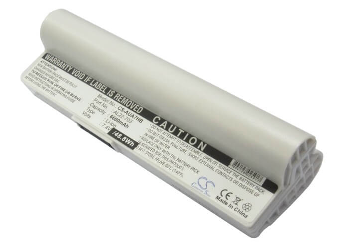 White, 7.4V, 6600mAh, Li-ion Battery fits Asus, Eee Pc 701sd, Eee Pc 701sdx, 48.84Wh