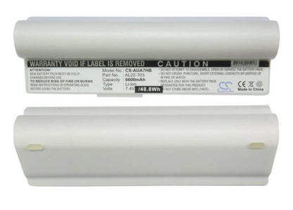 White, 7.4V, 6600mAh, Li-ion Battery fits Asus, Eee Pc 701sd, Eee Pc 701sdx, 48.84Wh