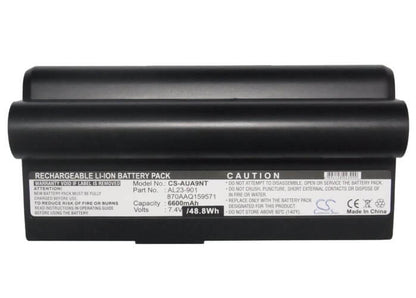 Black, 7.4V, 6600mAh, Li-ion Battery fits Asus, Eee Pc 1000, Eee Pc 1000h, 48.84Wh