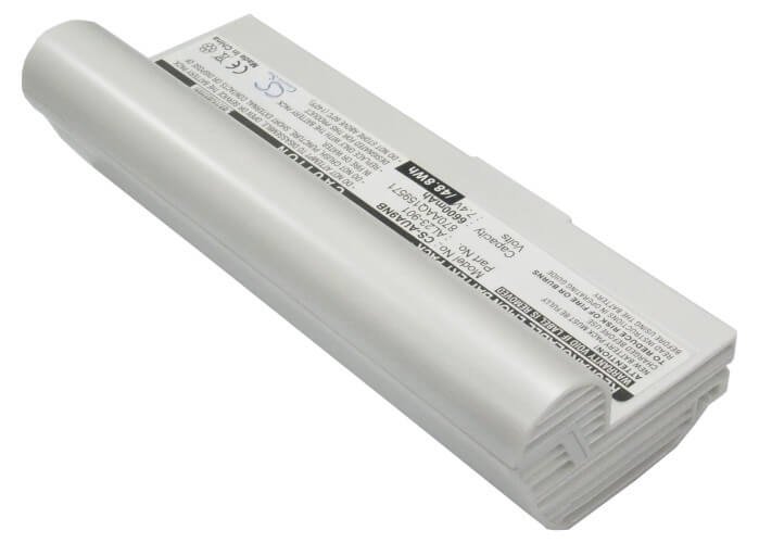 White, 7.4V, 6600mAh, Li-ion Battery fits Asus, Eee Pc 1000, Eee Pc 1000h, 48.84Wh