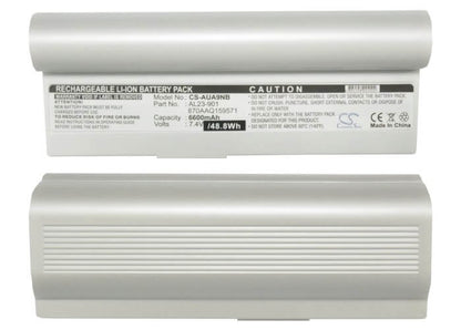 White, 7.4V, 6600mAh, Li-ion Battery fits Asus, Eee Pc 1000, Eee Pc 1000h, 48.84Wh