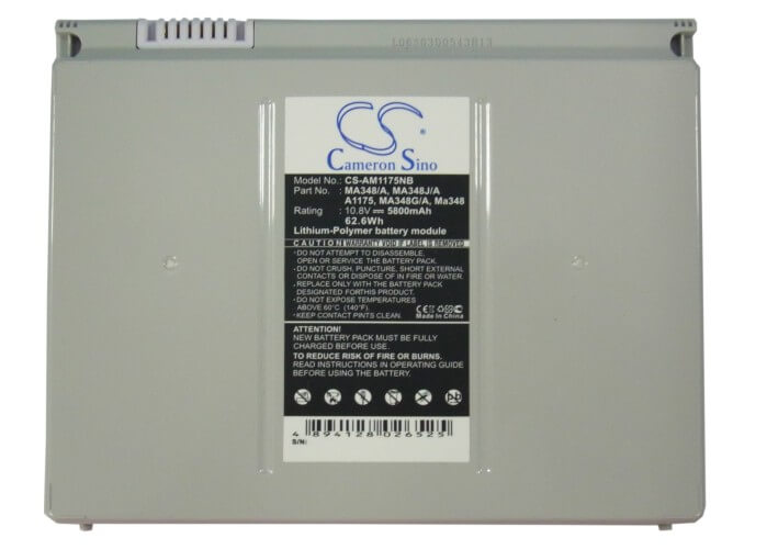 10.8V, 5800mAh, Li-Polymer Battery fits Apple, Macbook Pro 15 Ma895ch/a, Macbook Pro 15 Ma896x/a, 62.64Wh