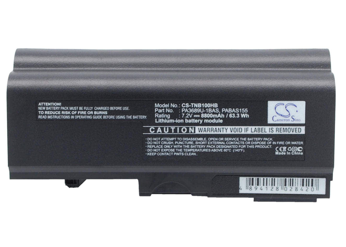 7.2V, 8800mAh, Li-ion Battery fits Toshiba, Nb100, Nb100/h, 63.36Wh
