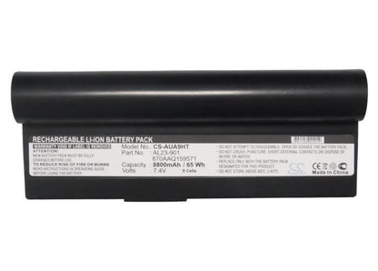 Black, 7.4V, 8800mAh, Li-ion Battery fits Asus, Eee Pc 1000, Eee Pc 1000h, 65.12Wh
