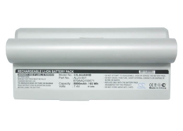 White, 7.4V, 8800mAh, Li-ion Battery fits Asus, Eee Pc 1000, Eee Pc 1000h, 65.12Wh