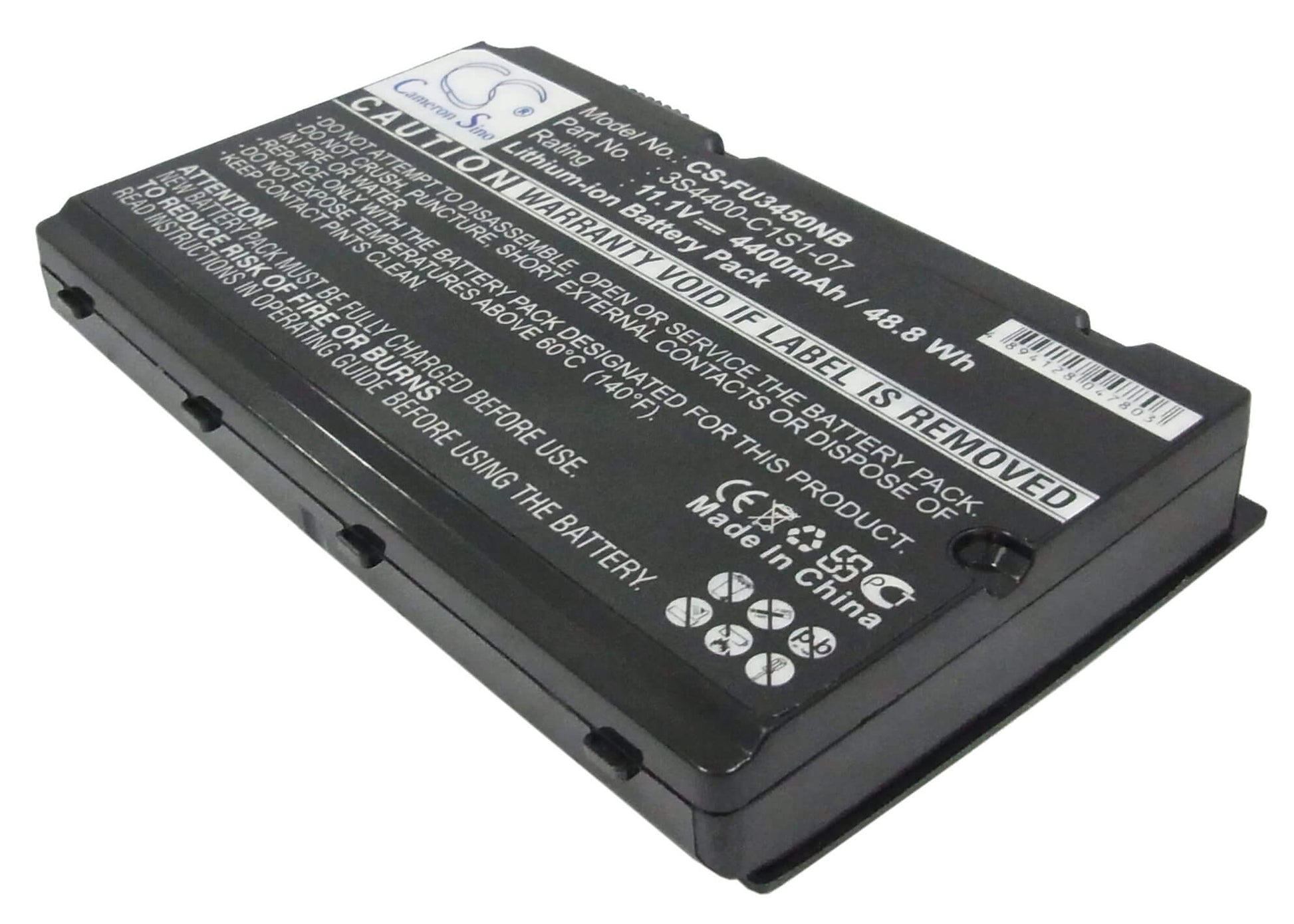 Black, 11.1V, 4400mAh, Li-ion Battery fits Fujitsu, Amilo Pi3450, Amilo Pi3525, 48.84Wh