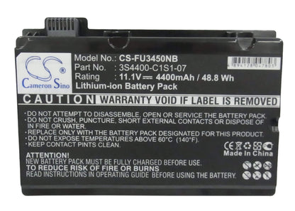 Black, 11.1V, 4400mAh, Li-ion Battery fits Fujitsu, Amilo Pi3450, Amilo Pi3525, 48.84Wh