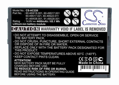 14.8V, 4400mAh, Li-ion Battery fits Acer, Travelmate 220, Travelmate 222, 65.12Wh