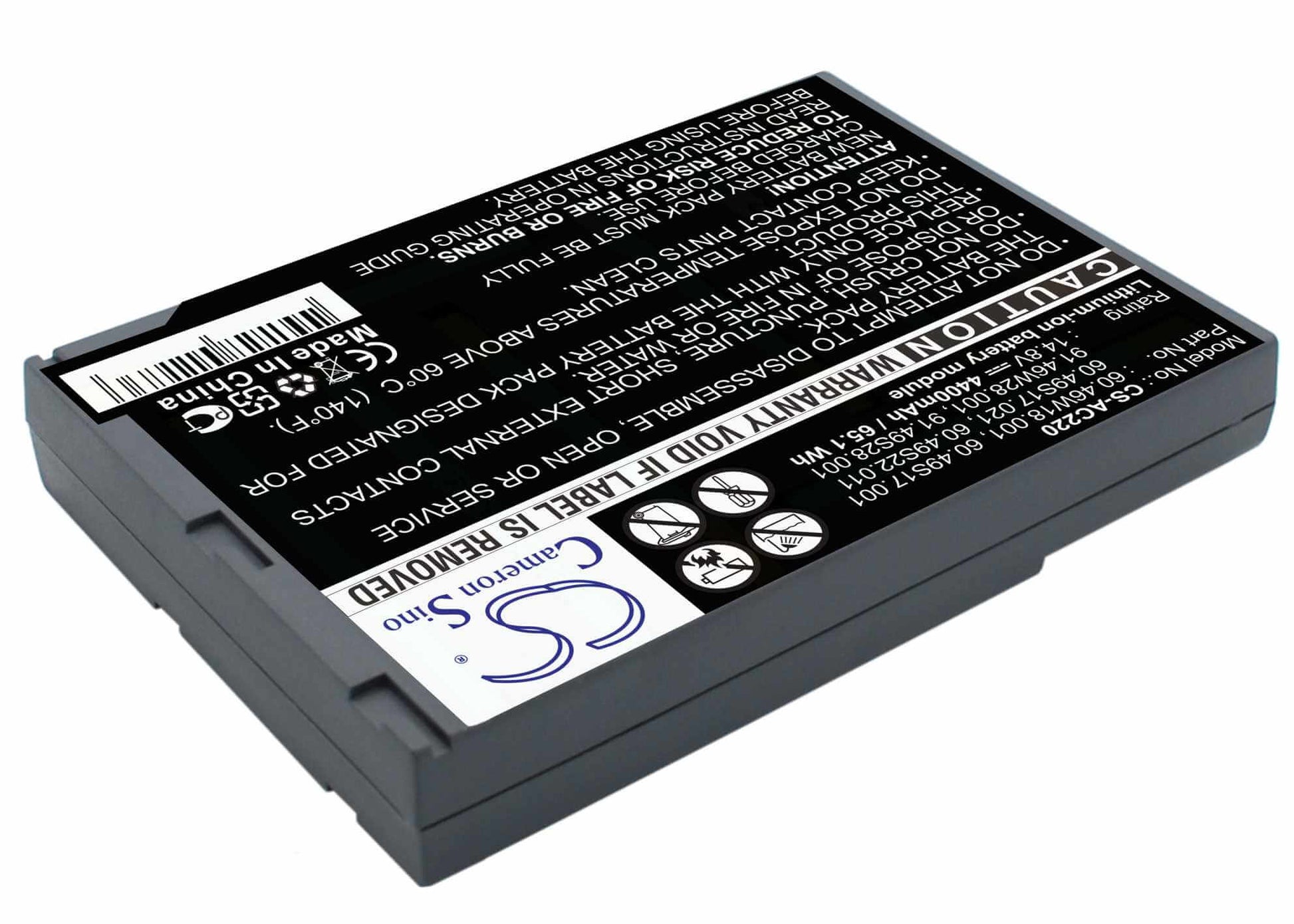 14.8V, 4400mAh, Li-ion Battery fits Acer, Travelmate 220, Travelmate 222, 65.12Wh