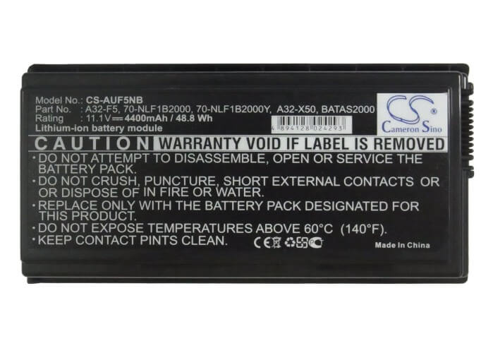 11.1V, 4400mAh, Li-ion Battery fits Asus, F5, F5gl, 48.84Wh