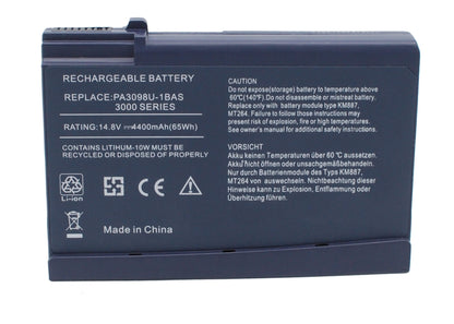 14.8V, 4400mAh, Li-ion Battery fits Toshiba, Satellite 1200, Satellite 1200-s121, 65.12Wh