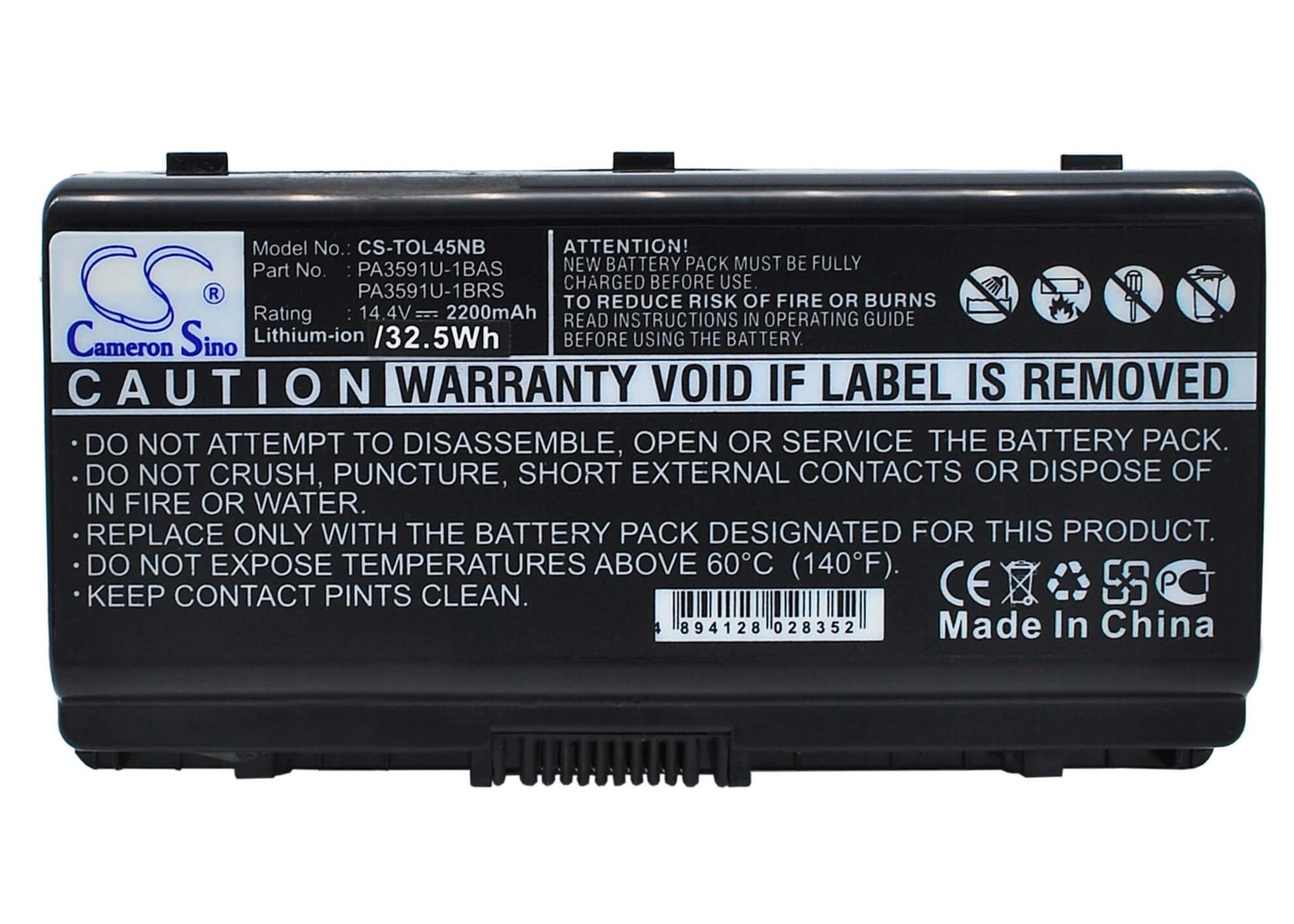 14.4V, 2200mAh, Li-ion Battery fits Toshiba, Equium L40, Equium L40-10u, 31.68Wh