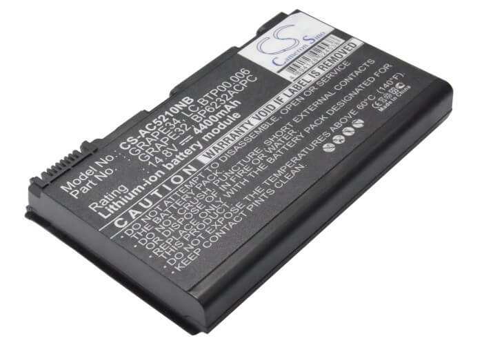 14.8V, 4400mAh, Li-ion Battery fits Acer, Extensa 5120, Extensa 5210, 65.12Wh
