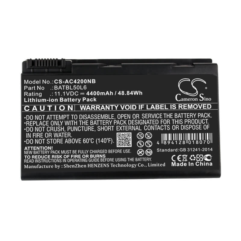 11.1V, 4400mAh, Li-ion Battery fits Acer, Aspire 3100, Aspire 3103, 48.84Wh