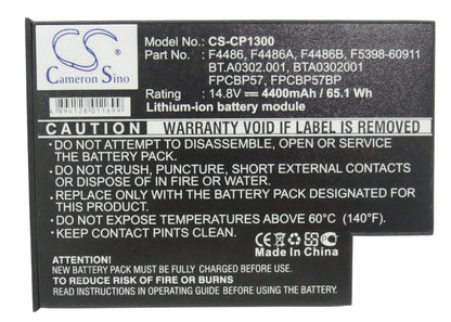 14.8V, 4400mAh, Li-ion Battery fits Acer, Aspire 1300, Aspire 1300dxv, 65.12Wh