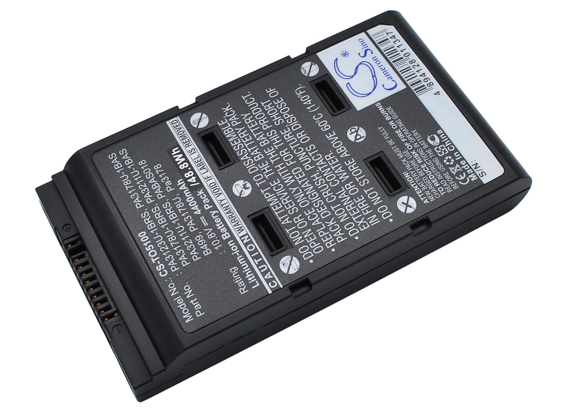 10.8V, 4400mAh, Li-ion Battery fits Toshiba, Portege A100, Satellite 5000, 47.52Wh
