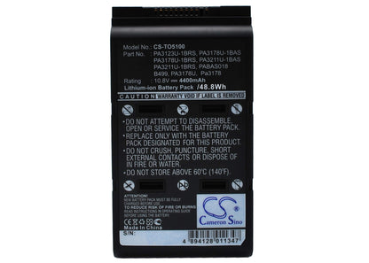 10.8V, 4400mAh, Li-ion Battery fits Toshiba, Portege A100, Satellite 5000, 47.52Wh