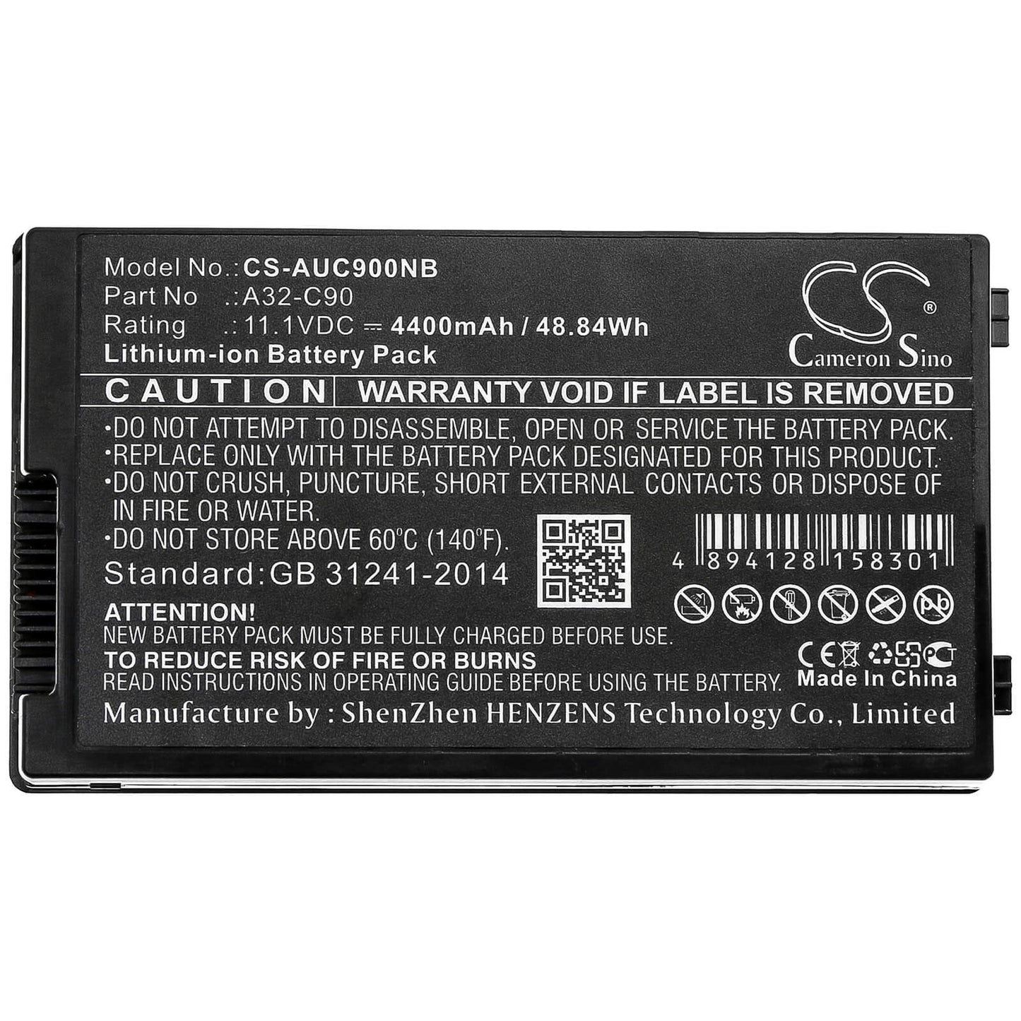 11.1V, 4400mAh, Li-ion Battery fits Asus, C90, C90a, 48.84Wh