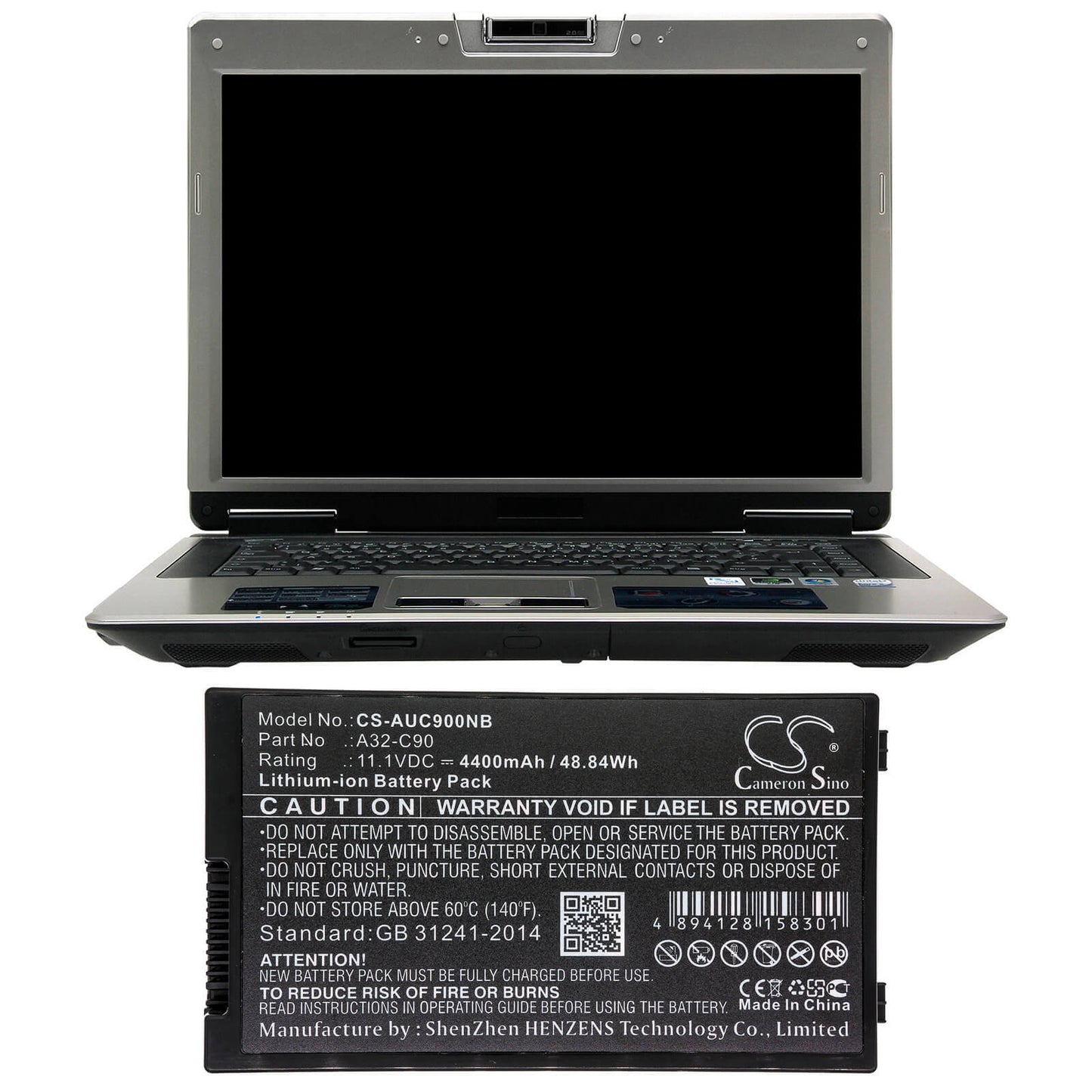 11.1V, 4400mAh, Li-ion Battery fits Asus, C90, C90a, 48.84Wh