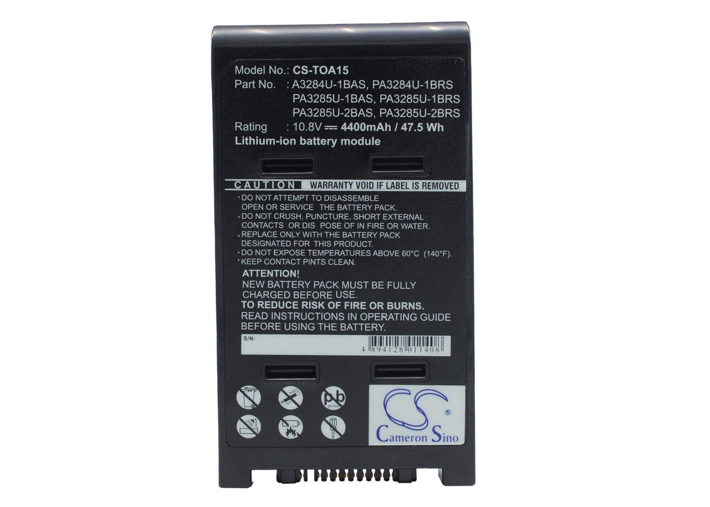 10.8V, 4400mAh, Li-ion Battery fits Toshiba, Dynabook Satellite J60 146c/5, Dynabook Satellite J60 146c/5x, 47.52Wh