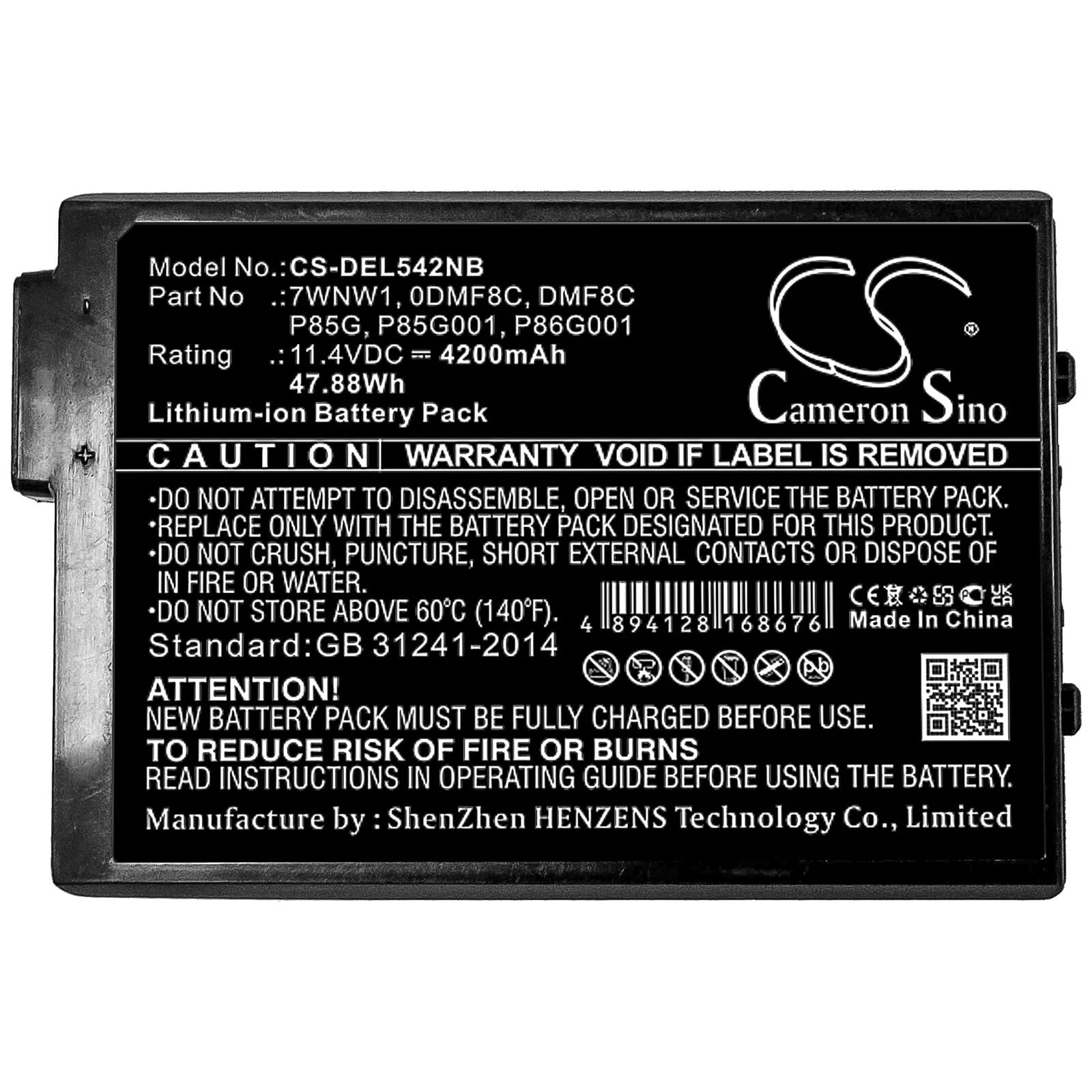 11.4V, 4200mAh, Li-ion Battery fits Dell, Latitude 5420, Latitude 5424, 47.88Wh