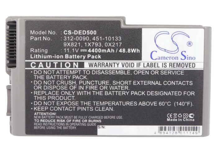 11.1V, 4400mAh, Li-ion Battery fits Dell, Inspiron 500m, Inspiron 510m, 48.84Wh