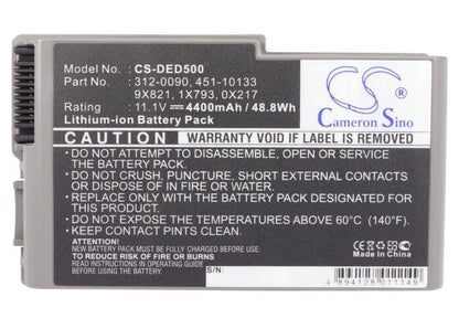 11.1V, 4400mAh, Li-ion Battery fits Dell, Inspiron 500m, Inspiron 510m, 48.84Wh
