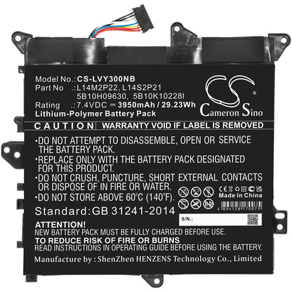 7.4V, 3950mAh, Li-Polymer Battery fits Lenovo, 80lx, 80lx001kus, 29.23Wh