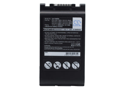 10.8V, 4400mAh, Li-ion Battery fits Toshiba, Portege 4000, Portege M200, 47.52Wh