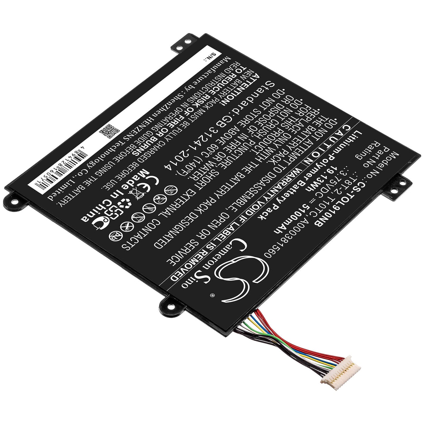 3.75V, 5100mAh, Li-Polymer Battery fits Toshiba, Satellite Click Mini L9w-b, Satellite Click Mini L9w-b 8.9, 19.125Wh