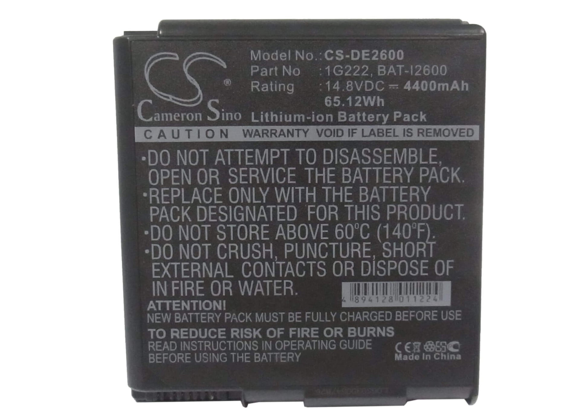14.8V, 4400mAh, Li-ion Battery fits Dell, Inspiron 2600, Inspiron 2650, 65.12Wh