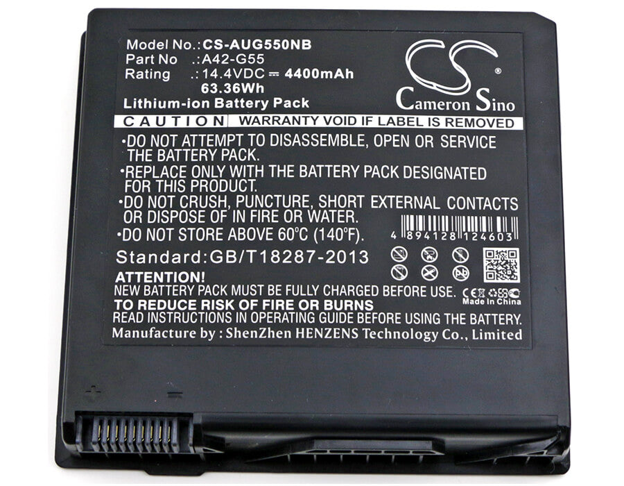 14.4V, 4400mAh, Li-ion Battery fits Asus, G55, G55v, 63.36Wh
