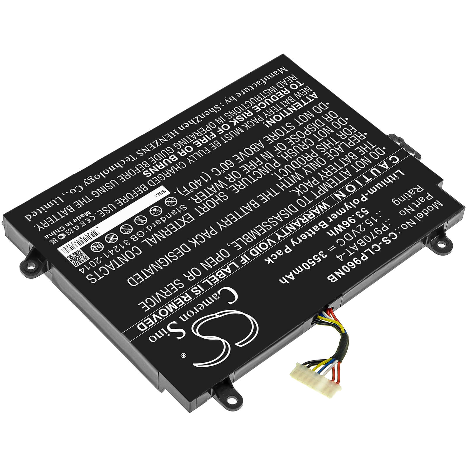 15.2V, 3550mAh, Li-ion Battery fits Clevo, P960, P960en-k, 53.96Wh