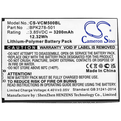 3.85V, 3200mAh, Li-Polymer Battery fits Verifone, Cm5, 12.32Wh