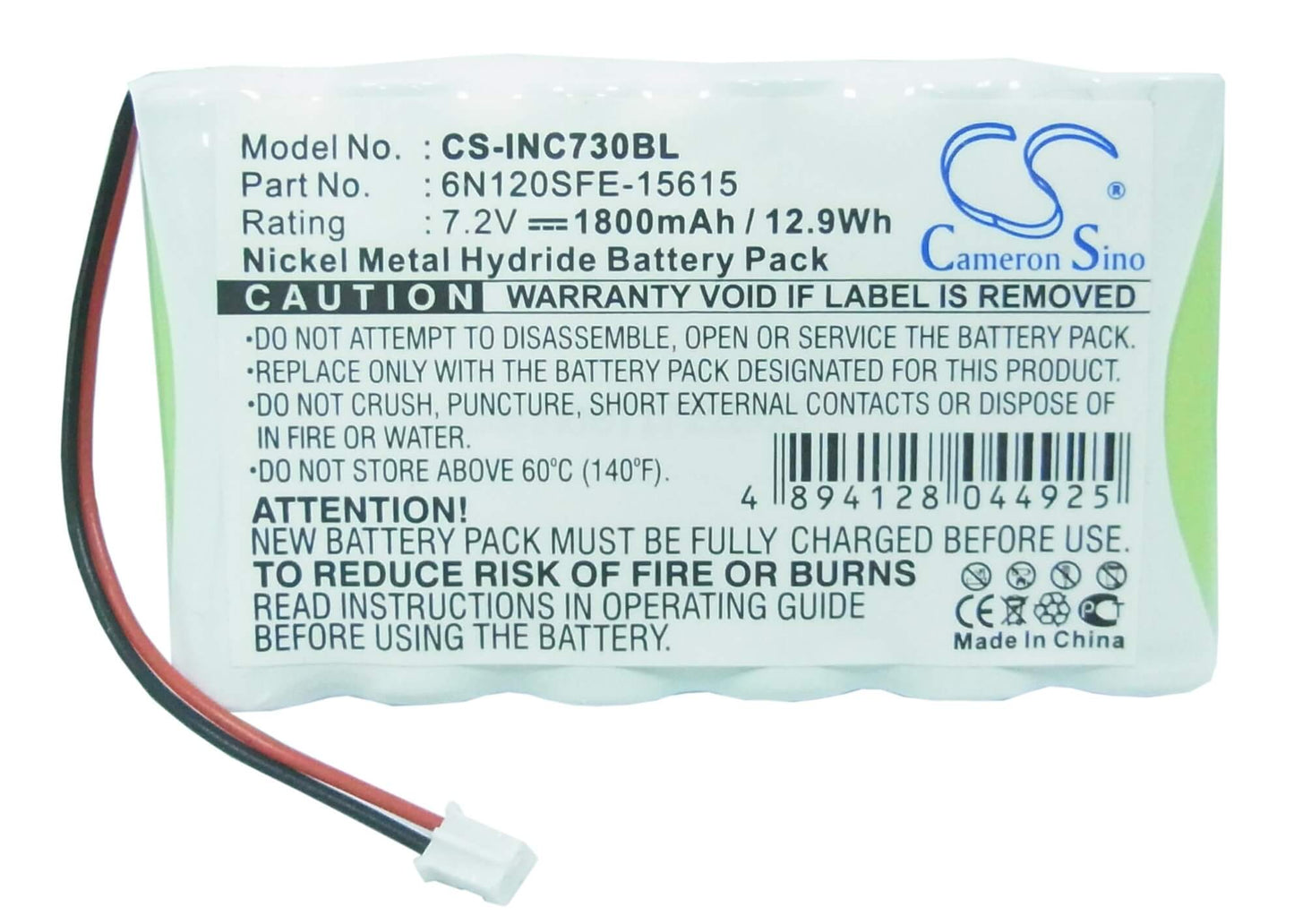7.2V, 1800mAh, Ni-MH Battery fits Dassault, 730, 770, 12.96Wh