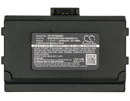 7.4V, 3400mAh, Li-ion Battery fits Verifone, Nurit 8040, Nurit 8400, 25.16Wh