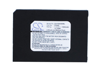 7.4V, 1800mAh, Li-ion Battery fits Firstdata, Fd-400, Fd400gt, 13.32Wh