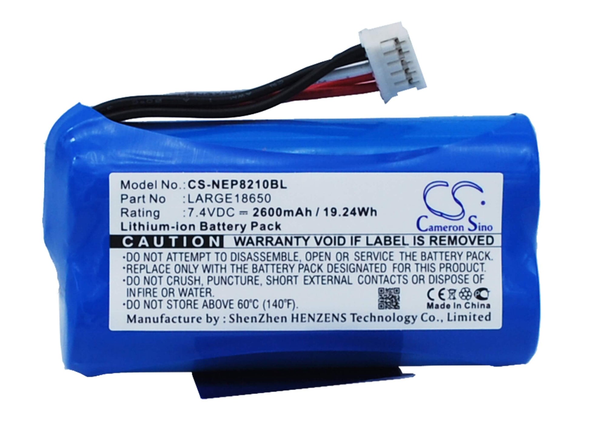 7.4V, 2600mAh, Li-ion Battery fits Newpos, New 8210, New8210, 19.24Wh