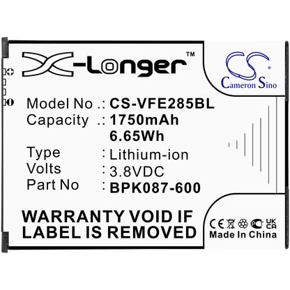 3.8V, 1750mAh, Li-ion Battery fits Verifone, E285, Ipay E285, 6.65Wh